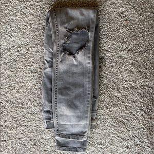 Free people gray tipped knee jeans